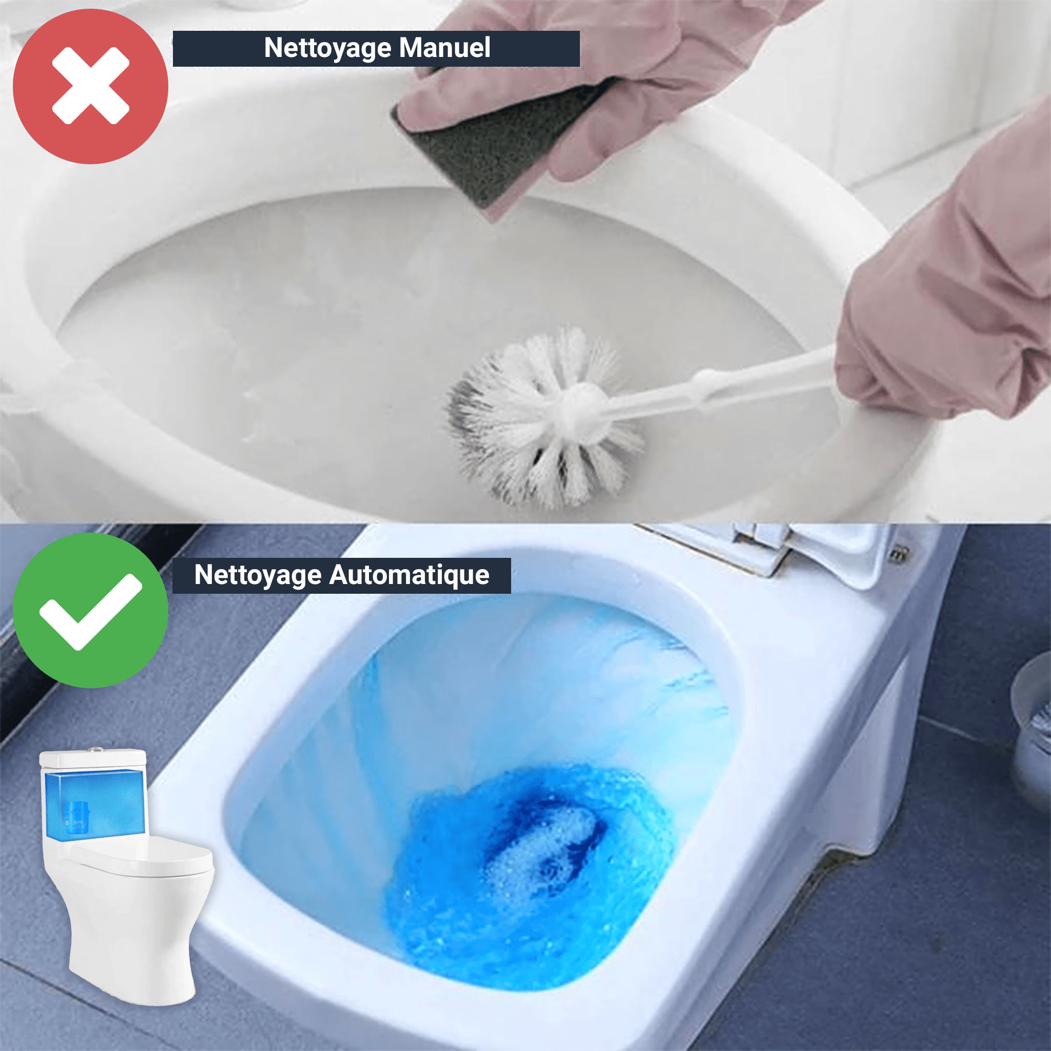 MAGIC FLUSH CLEAN ™ - Nettoyant Désinfectant Désodorisant WC